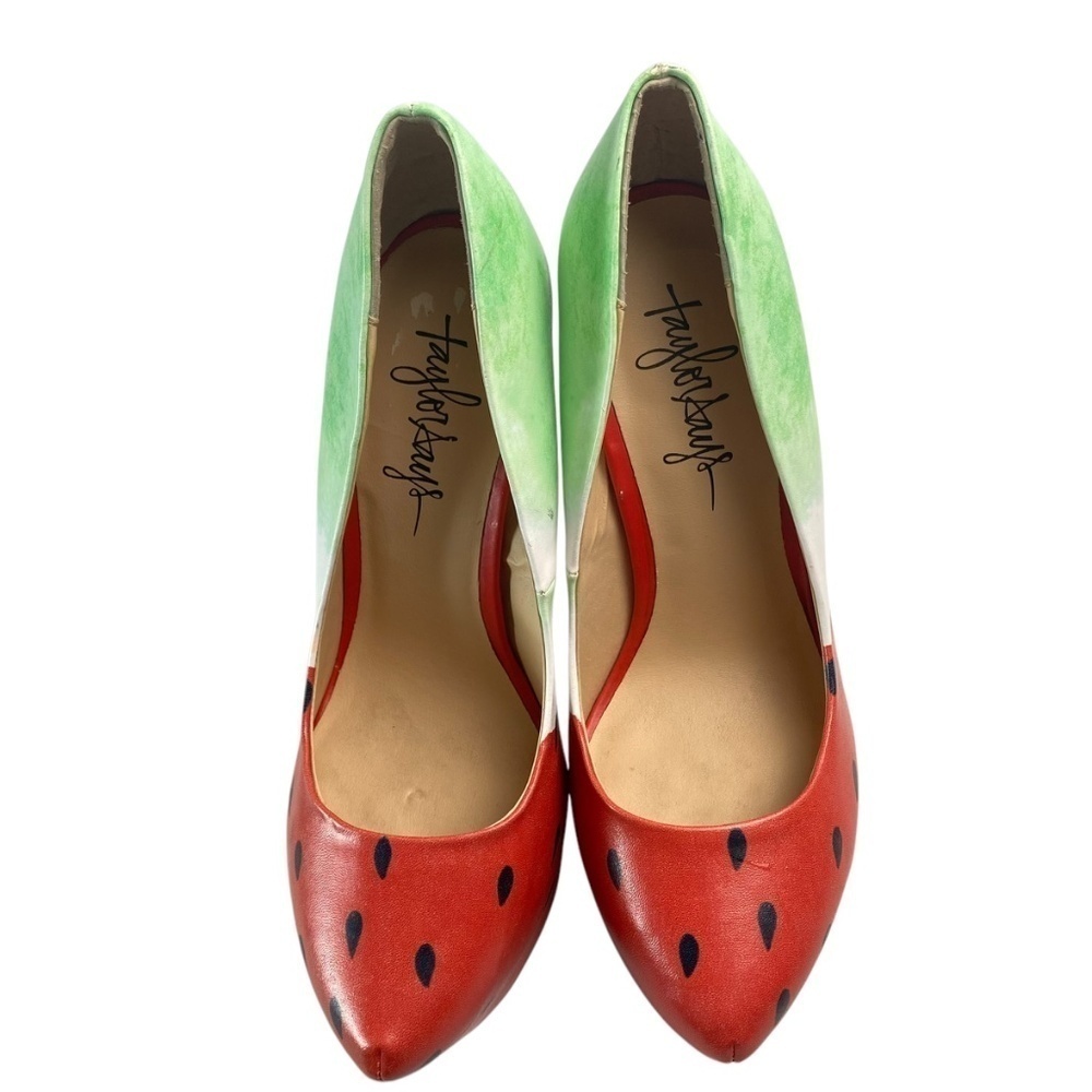 Taylor Says Watermelon Platform Pumps Leather Stiletto Heels Size 10 - Picture 8 of 9